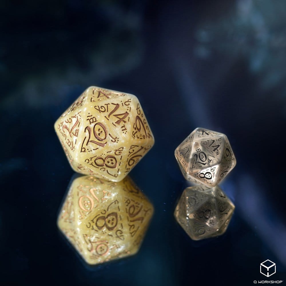 Elvish Jumbo Dice Set of 7 (Shimmering Beige & Copper)