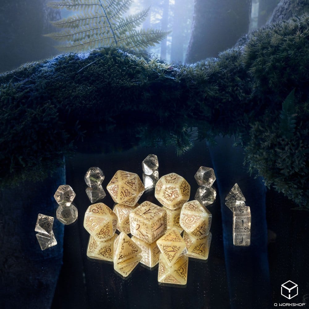 Elvish Jumbo Dice Set of 7 (Shimmering Beige & Copper)