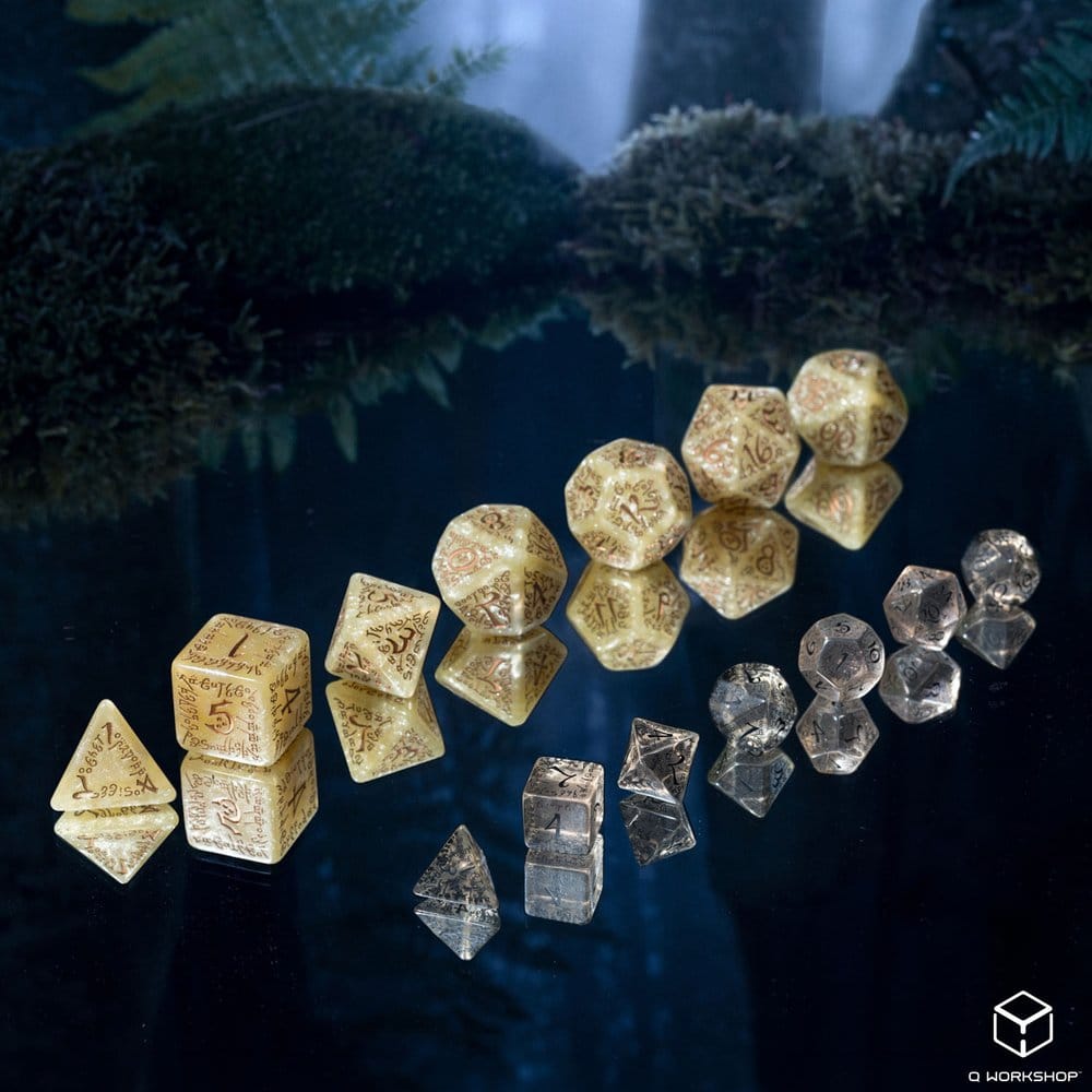 Elvish Jumbo Dice Set of 7 (Shimmering Beige & Copper)