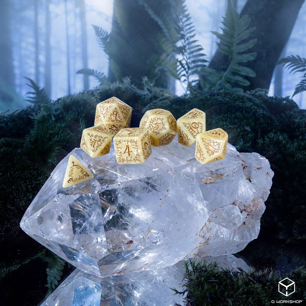 Elvish Jumbo Dice Set of 7 (Shimmering Beige & Copper)