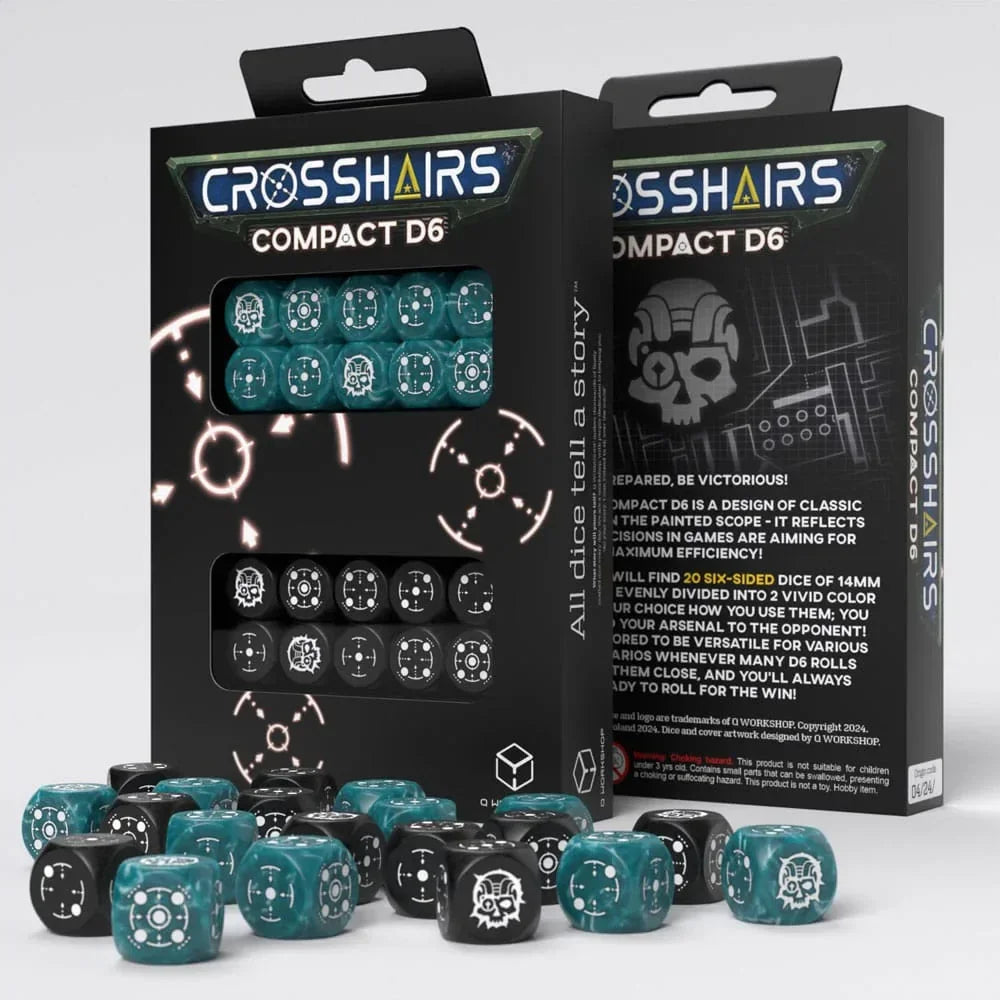 Crosshairs Compact D6 Dice Set Stormy & Black (20) Q Workshop