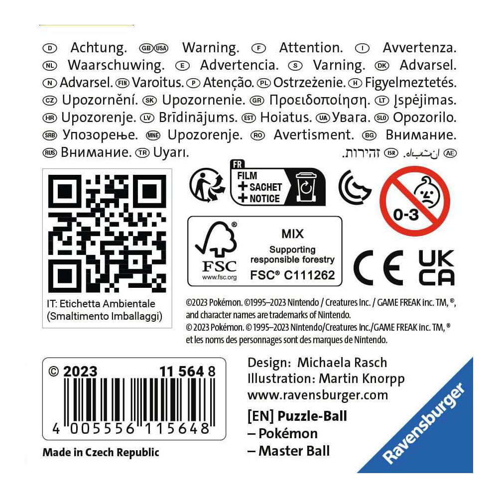 Pokémon 3D Puzzle Pokéballs: Master Ball (55 bitar) Ravensburger