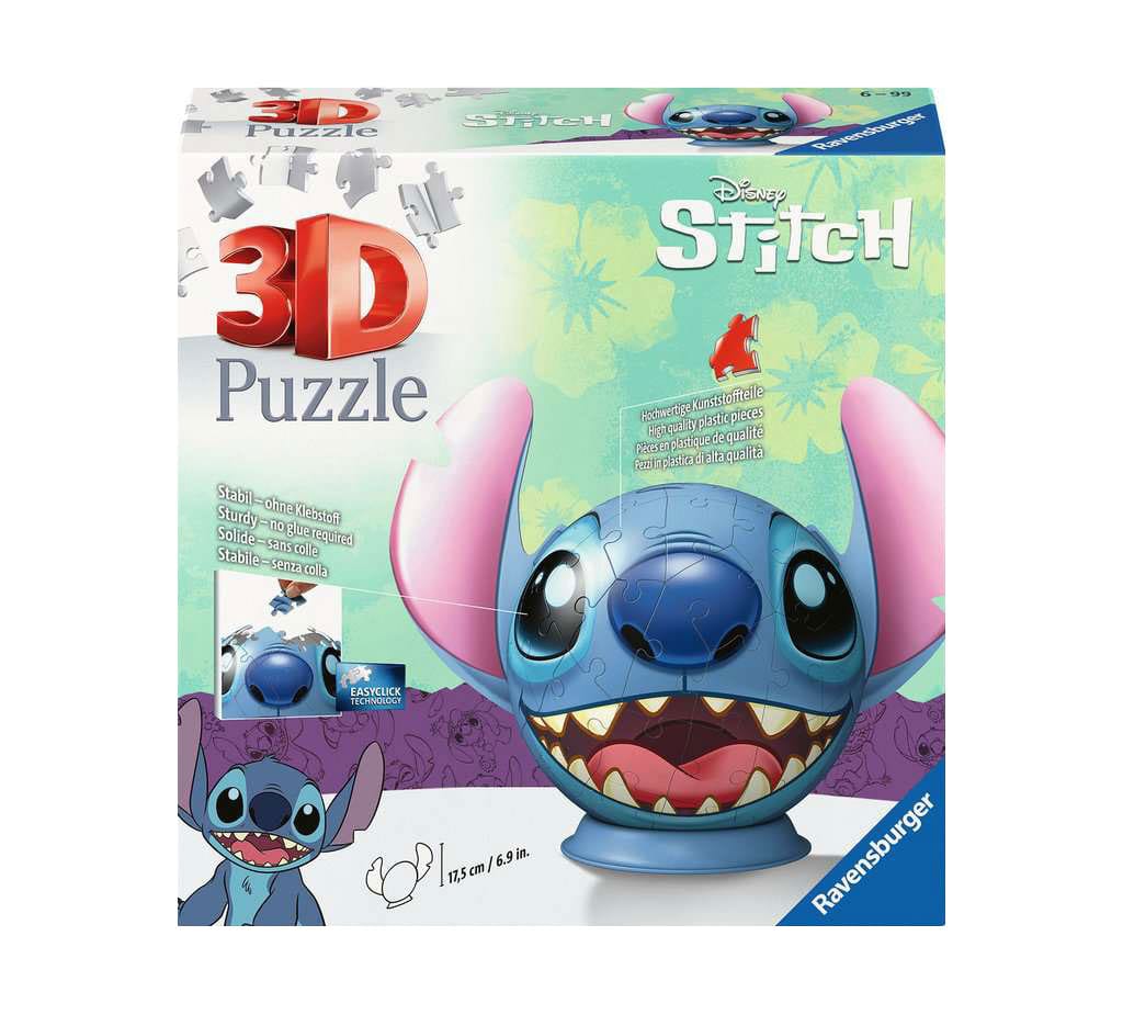 Lilo & Stitch 3D Pusselball med Öron Stitch (77 bitar) Ravensburger
