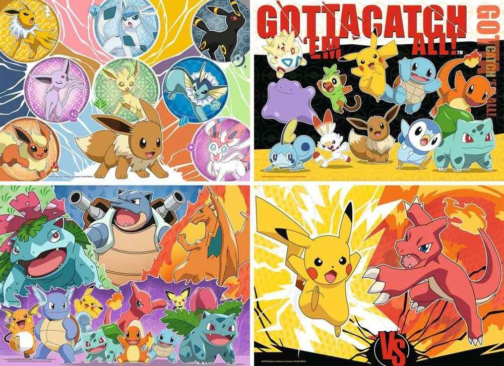 Pokémon Pussel 4-Pack Pokémon Vänner (4x100 Bitar)