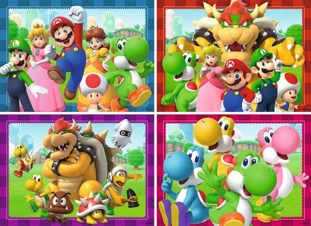 Super Mario Pussel 4-Pack Tid för Mario! (4x100 Bitar)