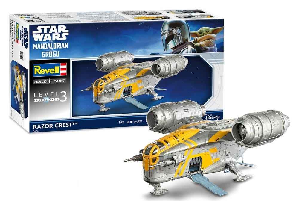 Star Wars The Mandalorian och Grogu Revell Modellbyggsats 1/72 Razor Crest 34 cm
