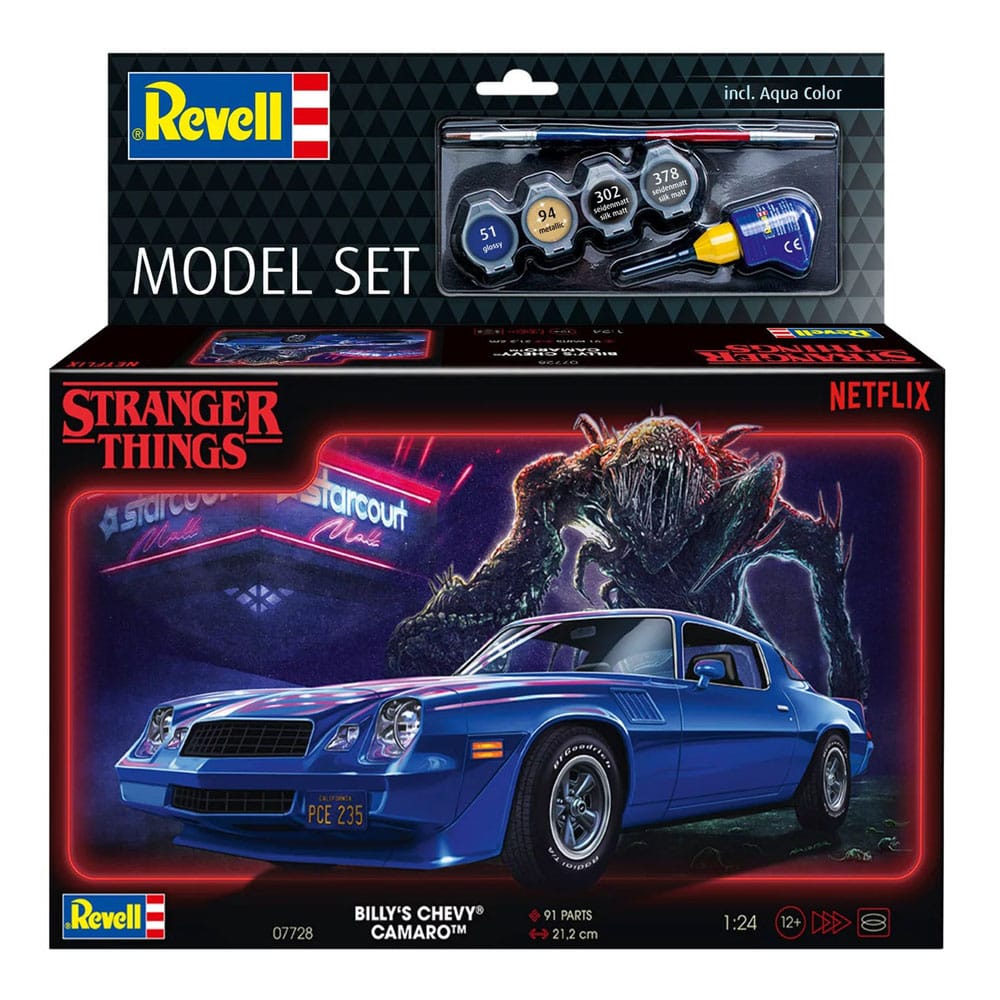 Stranger Things Modellkit Set 1/25 Chevrolet Camaro Z/28 (Aqua Färg) 19 cm Revell