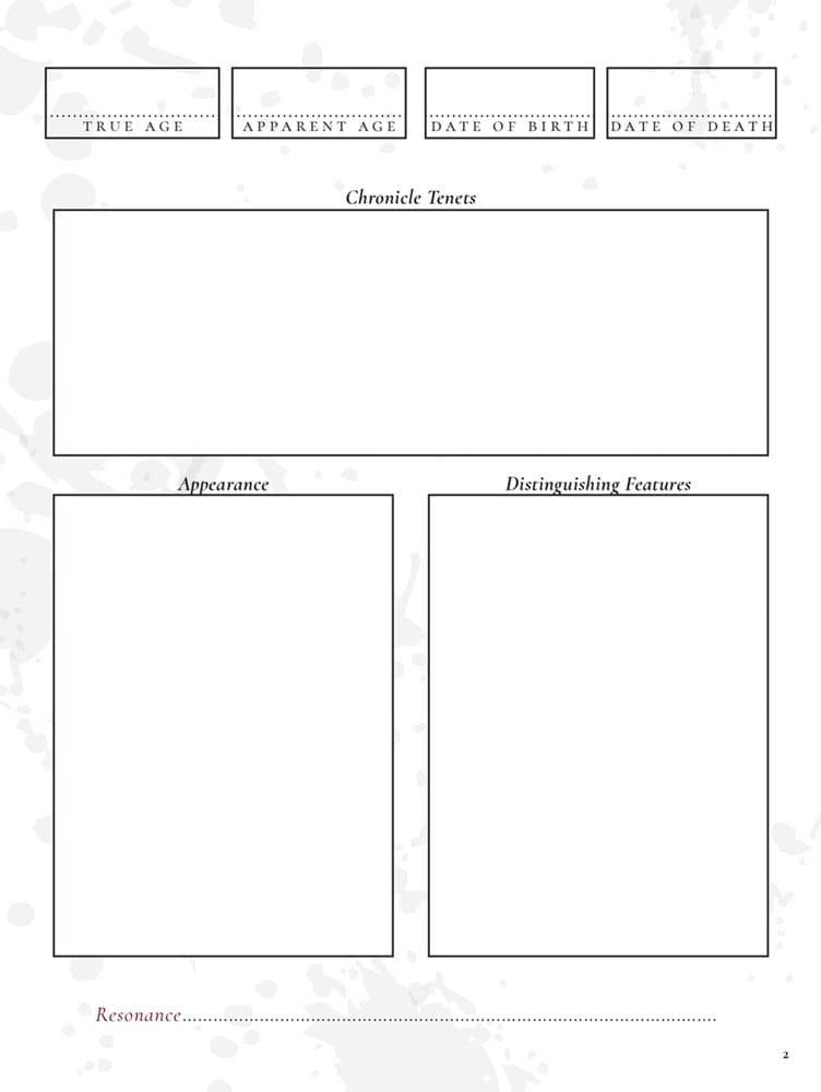 Vampire: The Masquerade 5th Edition RPG Journal - Expanded Character Sheet Journal Renegade