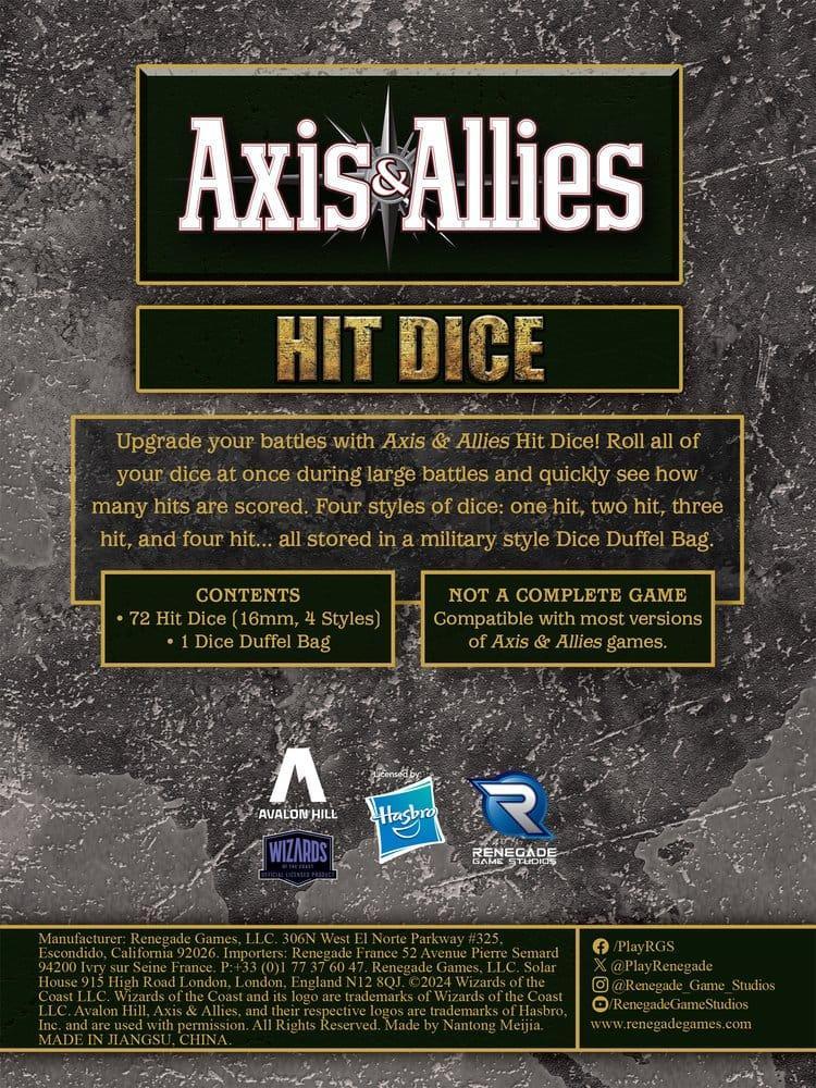 Avalon Hill brädspel Axis & Allies: Hit Dice Extension Renegade