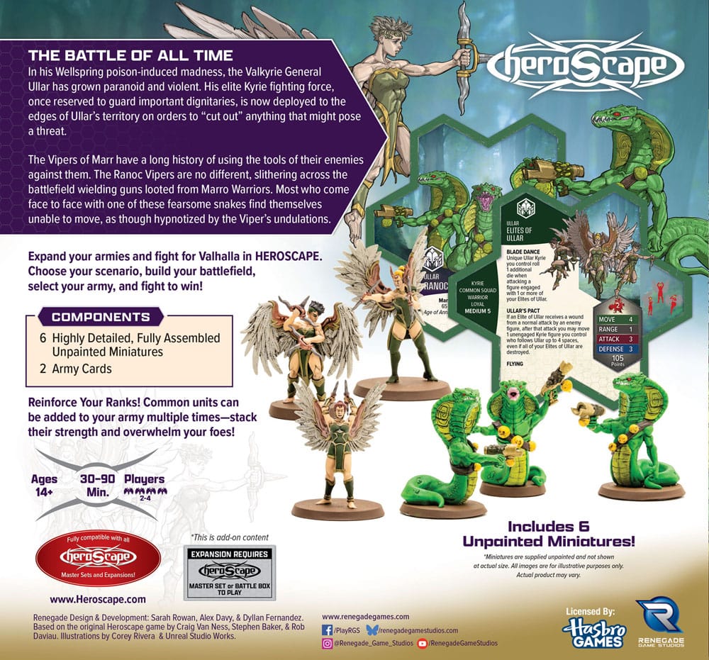 Heroscape Armé Expansion: Age of Annihilation - Eliter från Ullar &amp; Ranoc Vipers (Vanlig) *Engelsk Version* Renegade