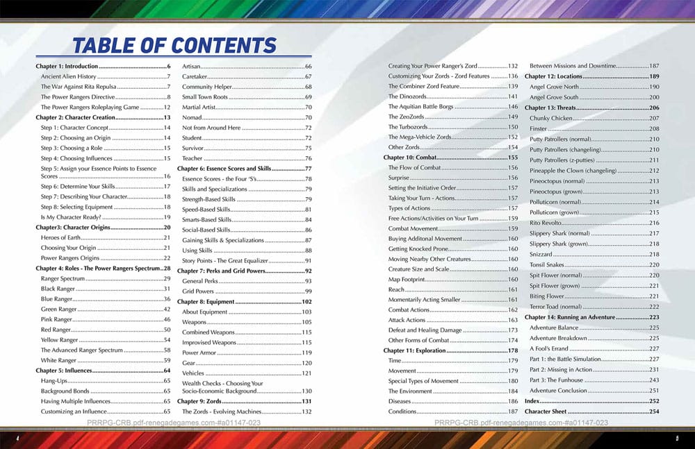 Power Rangers RPG Regelbok Kärna *Engelska Version* Renegade