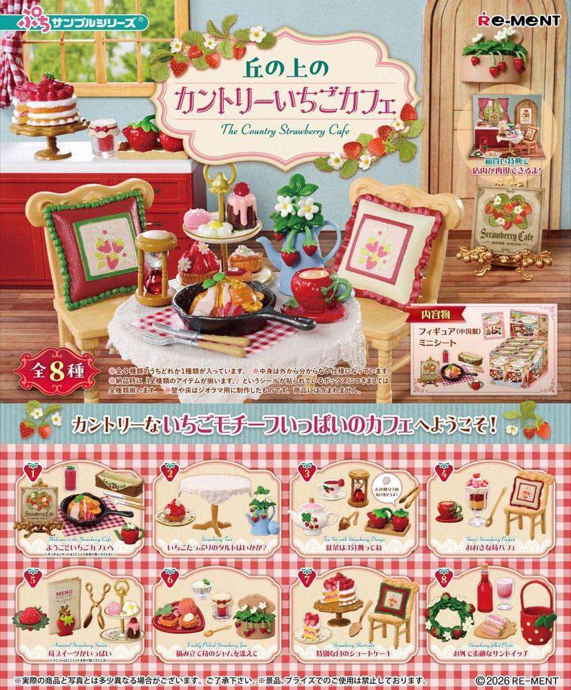 Country Strawberry Café Mini Figurer Display (8) Re-Ment