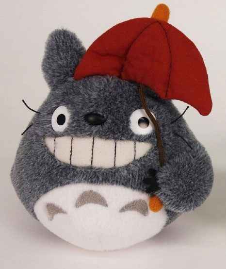 Mitt Granntotoro gosedjur Totoro med Rött Paraply 15 cm