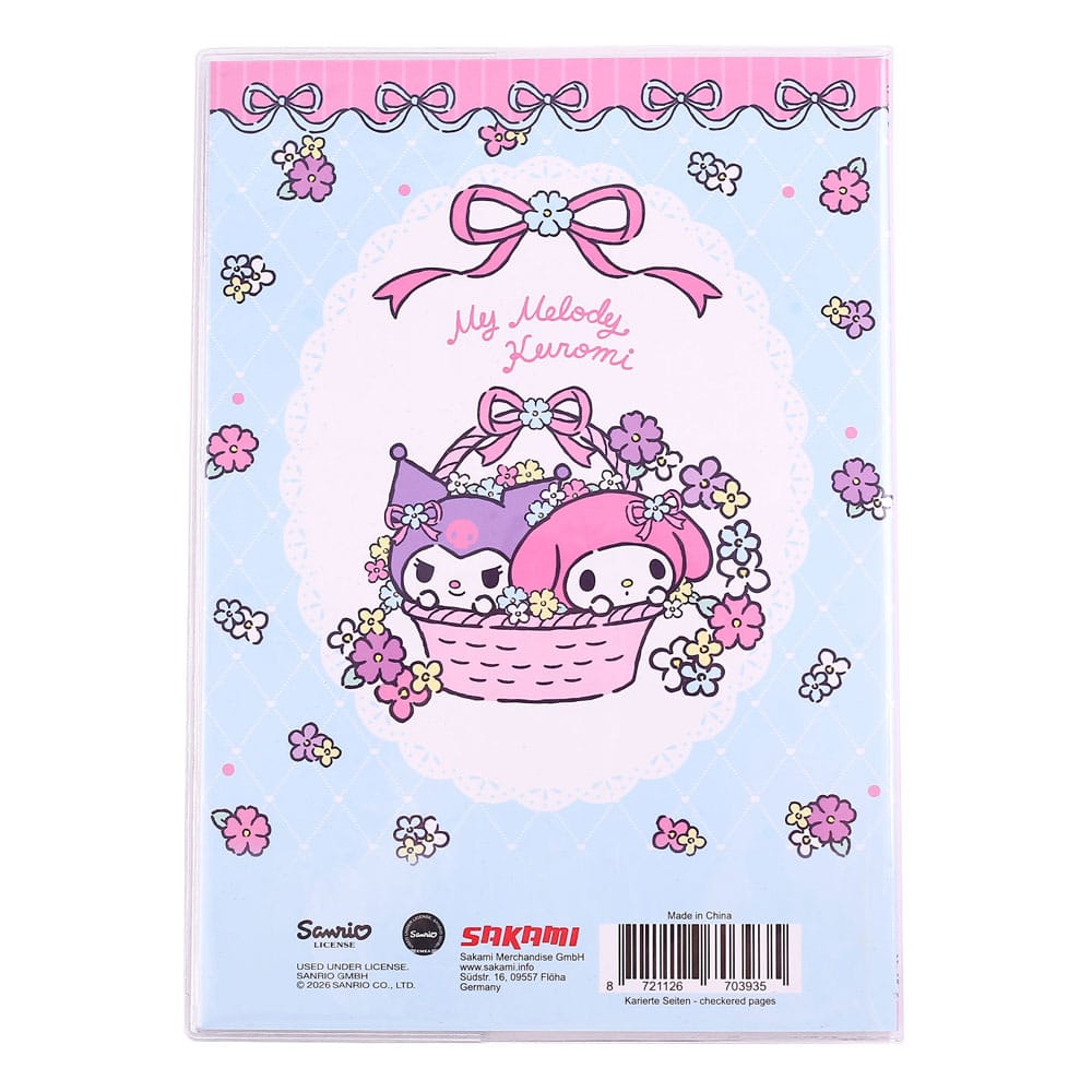 Sanrio Anteckningsblock Kuromi & My Melody Pastel Flower Holographic Checkered Sakami Merchandise