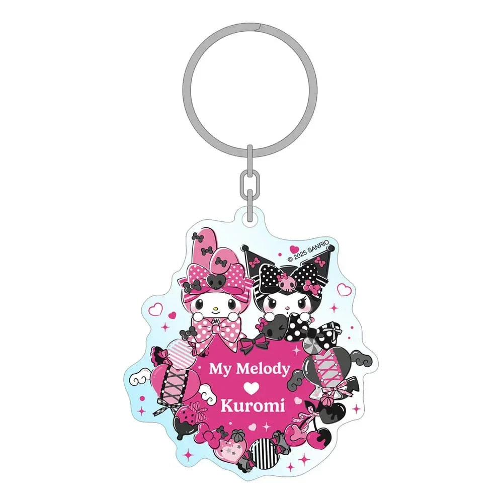 Sanrio Pink Black Party Series Acrylic Nyckelring My Melody & Kuromi 7 cm Sakami Merchandise