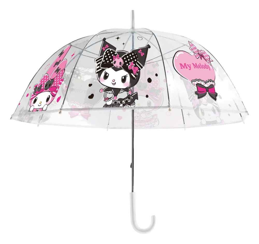 Sanrio Rosa Svart Festserie Paraply Kuromi & My Melody Transparent