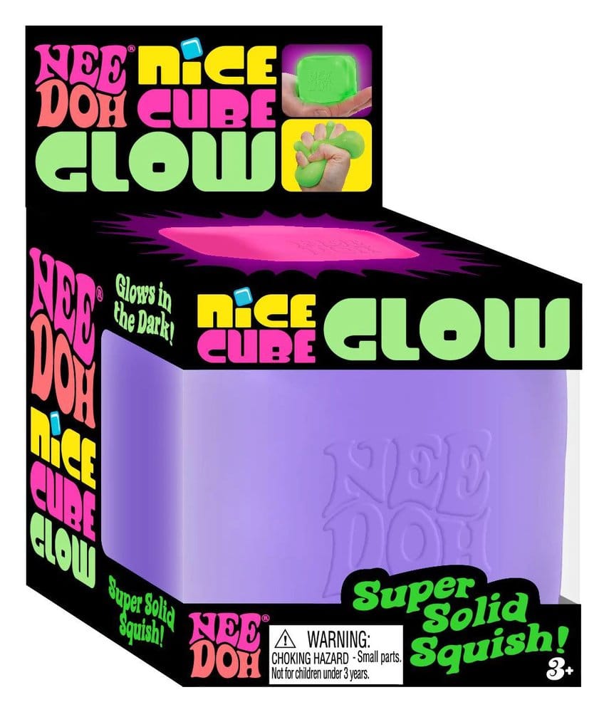 NeeDoh Nice Cube GLOW (Självlysande i mörkret) 5 cm Display (12)
