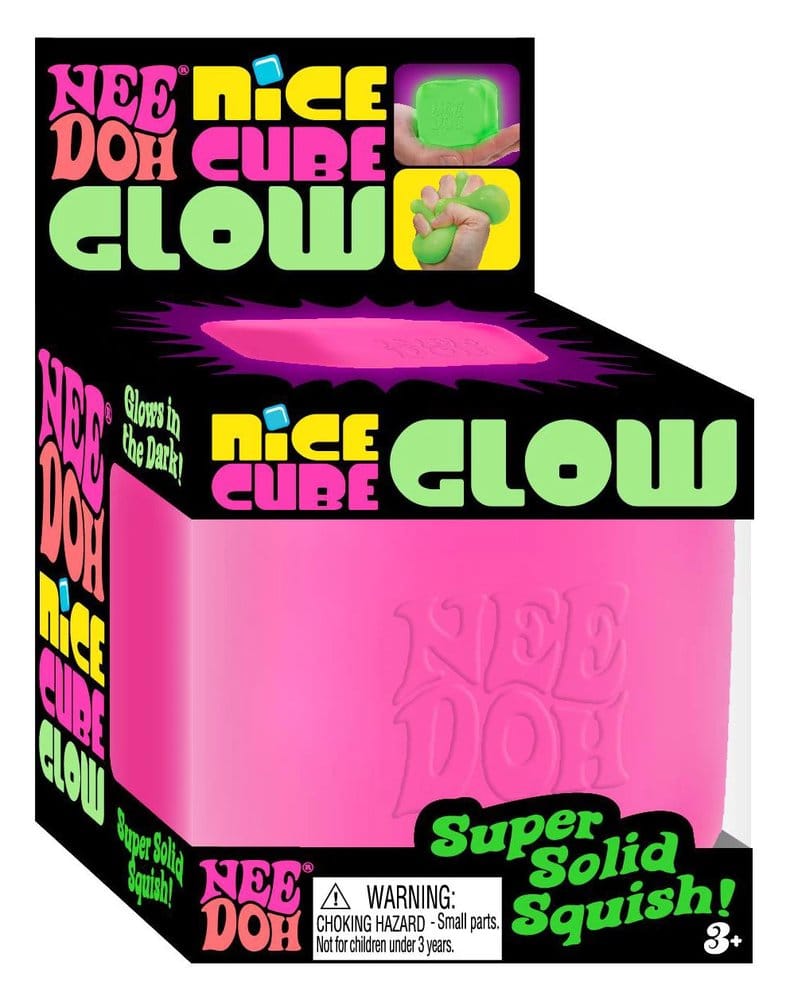 NeeDoh Nice Cube GLOW (Självlysande i mörkret) 5 cm Display (12)