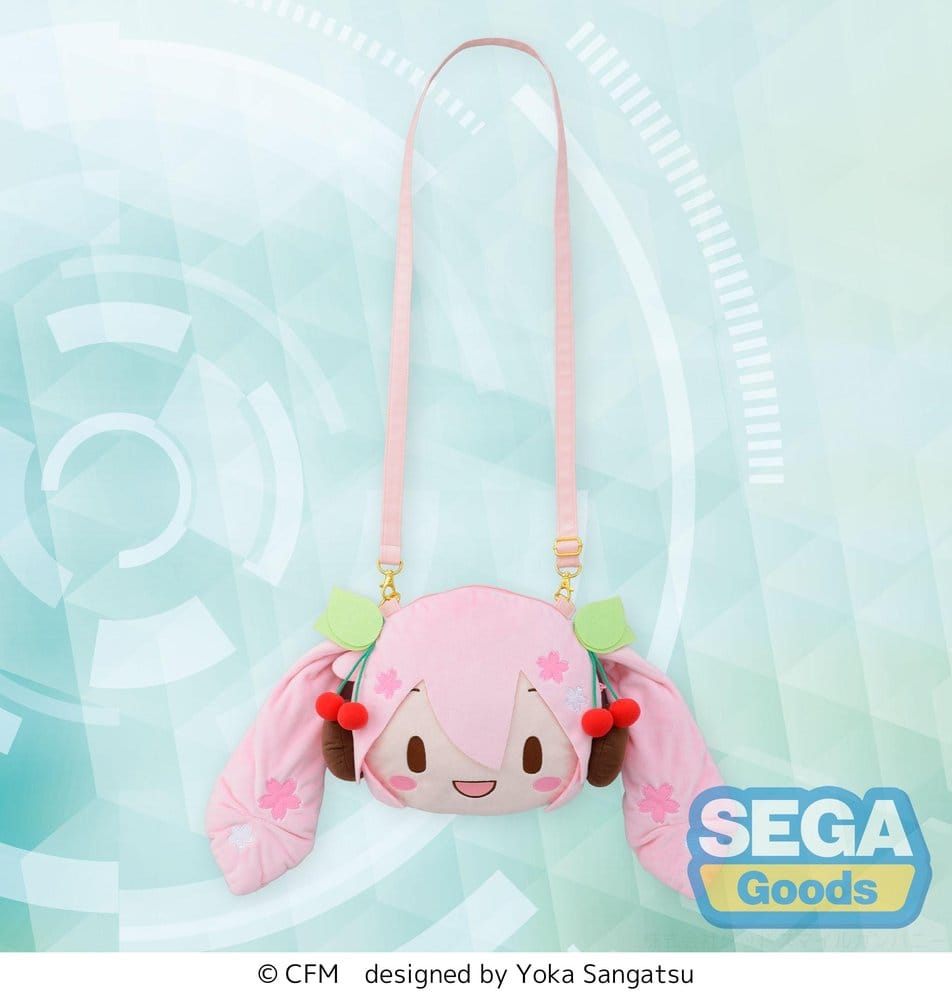 Karaktärs Vokalserie 01: Hatsune Miku fuwa petit Axelremsväska med Sakura Miku-ansikte (M)