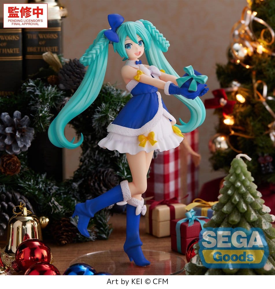 Karaktärsserie Sång 01: Hatsune Miku Premium PVC-figur Hatsune Miku Safir Julversion 21 cm