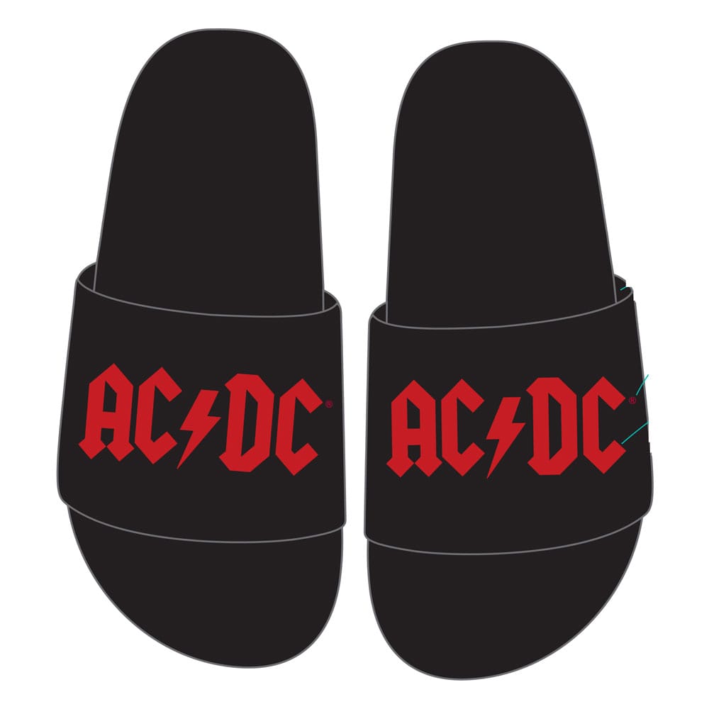 AC/DC Tofflor med Logotyp Storlek M Heroes Inc