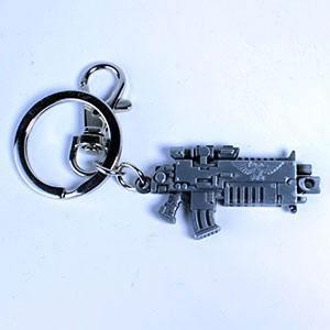 Warhammer 40K Metal Bolter Keychain with Metallic Finish