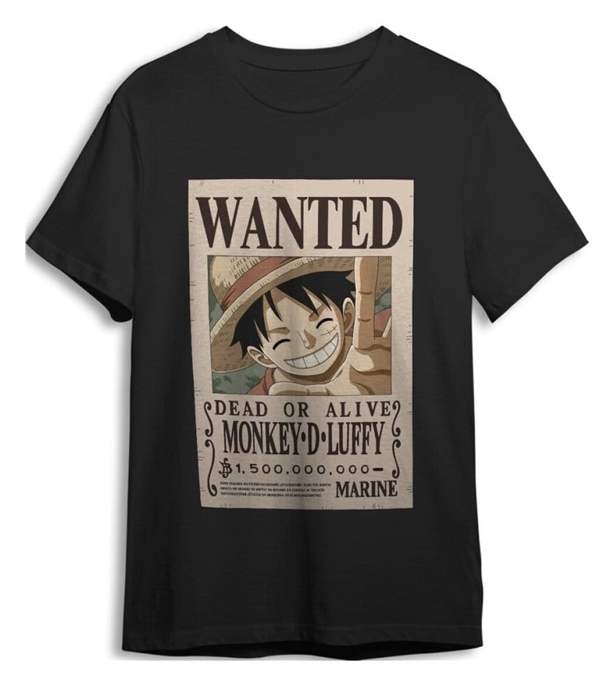 One Piece T-Shirt Monkey D. Luffy Wanted Black