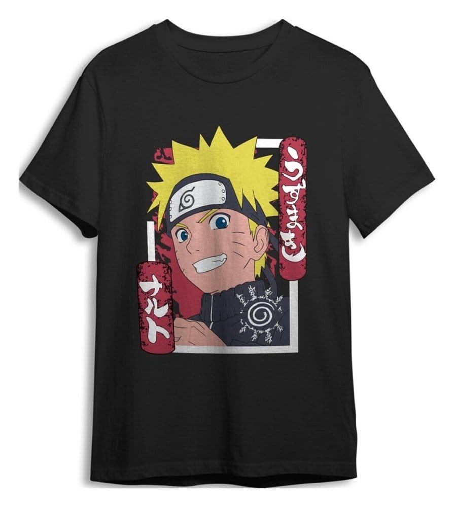 Naruto Shippuden T-Shirt Smile svart storlek S