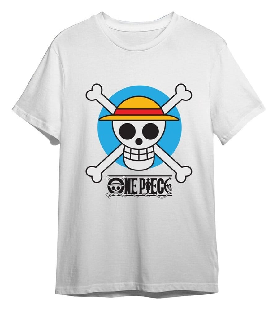 One Piece T-Shirt Circle Skull White