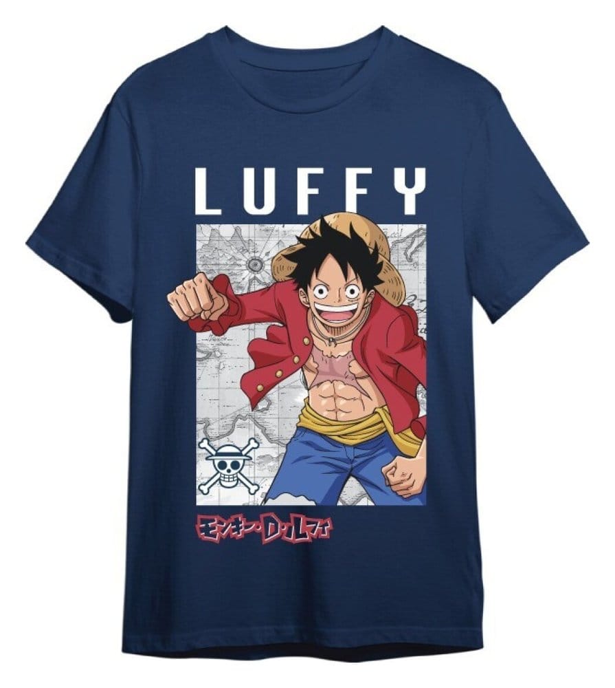 One Piece T-Shirt Monkey D. Luffy Mapa Denim