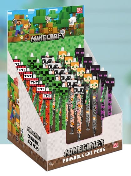 Minecraft Erasable Gel Pens with Figures in Display (30 pieces)