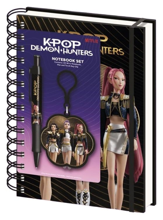 KPop Demon Hunters Notebook with Pen & Charm Golden Display (10)