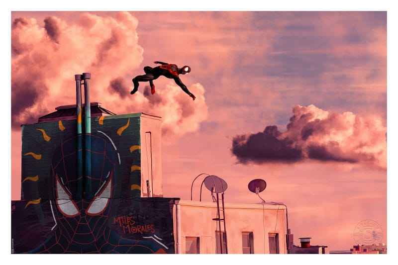 Spider-Man Konsttryck Miles Morales 30 x 46 cm - utan ram
