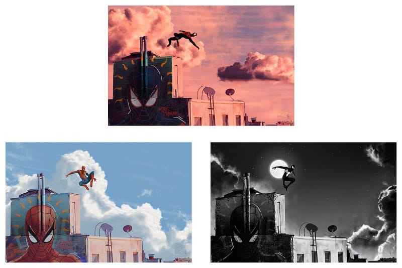Marvel Set med 3 Konsttryck Spider-Man 30 x 46 cm - oframade