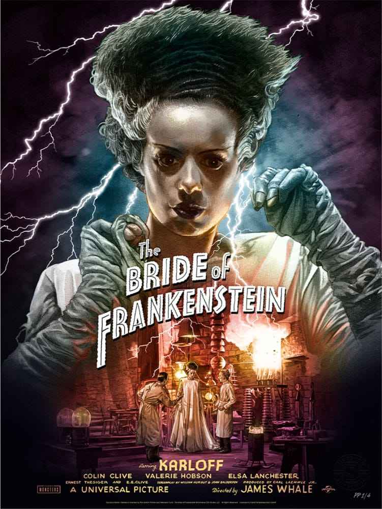 Bride of Frankenstein Konsttryck Bride of Frankenstein (Färgvariant) av Ruiz Burgos 61 x 46 cm - utan ram