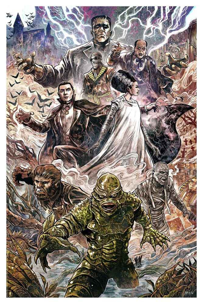 Universal Monsters Konsttryck Universal Monsters av Vincenzo Riccardi 61 x 41 cm - utan ram