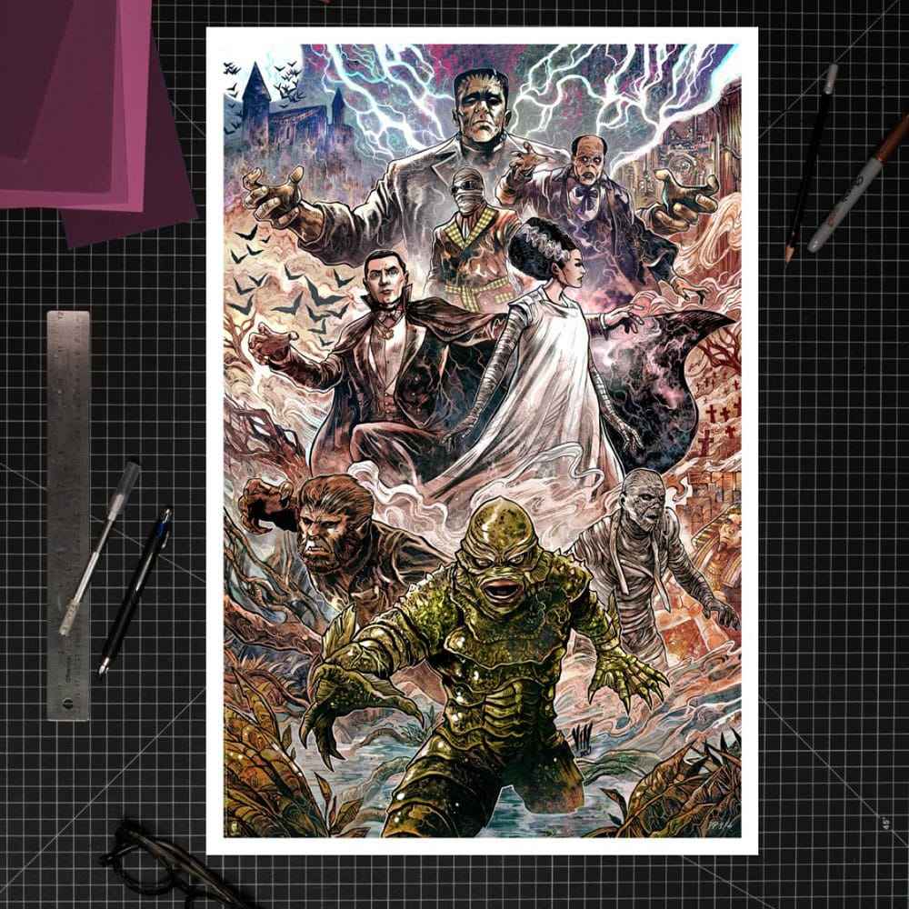 Universal Monsters Konsttryck Universal Monsters av Vincenzo Riccardi 61 x 41 cm - utan ram