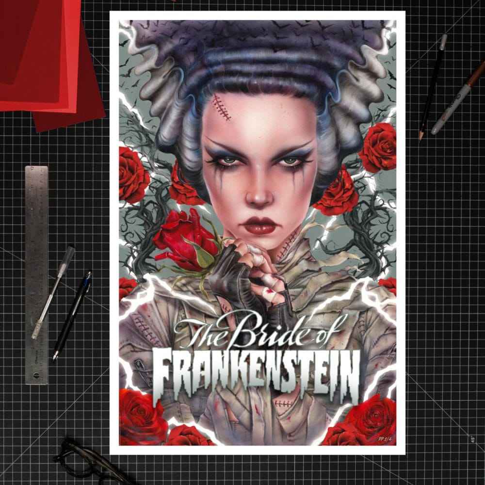 Bride of Frankenstein Konsttryck Bride Afterlife av Brian M. Viveros 61 x 41 cm – oframat