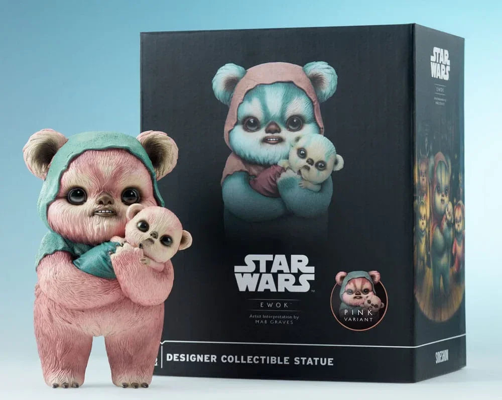 Star Wars Designer Statue Ewok av Mab Graves - Pink Variant 18 cm Sideshow Collectibles