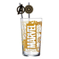 Marvel Glastumbler med sugrör och Avengers-logga 485 ml Stor