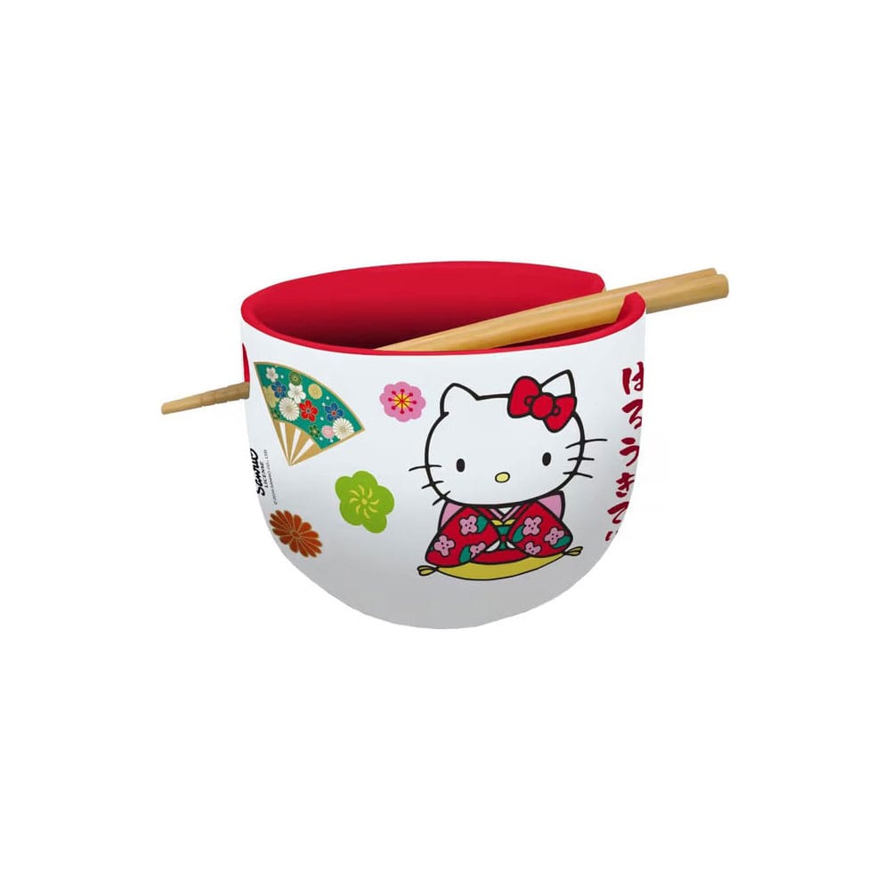 Sanrio Ramen Skål med Ätpinnar Hello Kitty Japan Stor