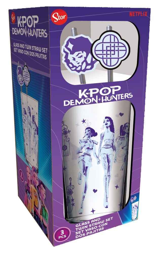 KPop Demon Hunters Glasmugg med Sugrör 485 ml