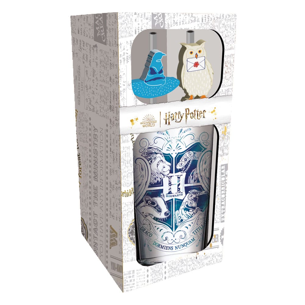 Harry Potter Glas Tumbler med Sugrör Hogwarts 485 ml Stor