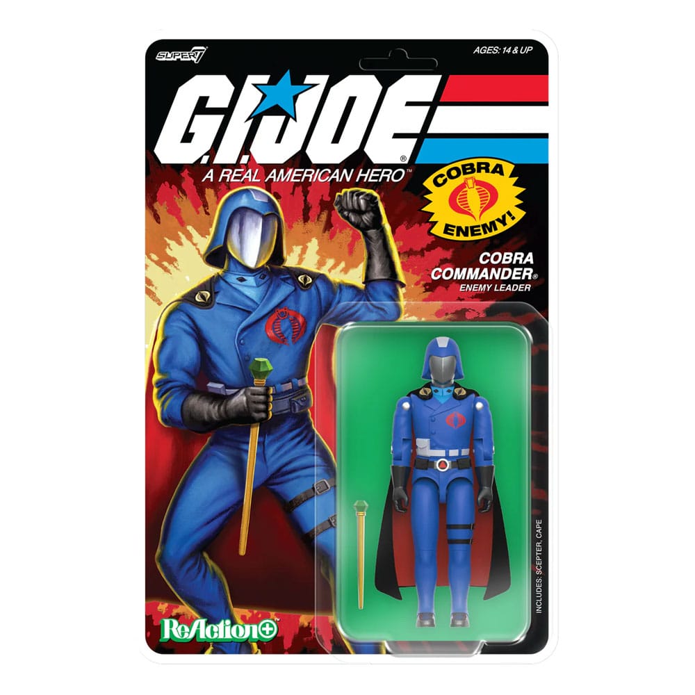 GI Joe ReAction+ Actionfigur Våg 06 Cobra Commander (Film, Svart Kappa) 10 cm Super7