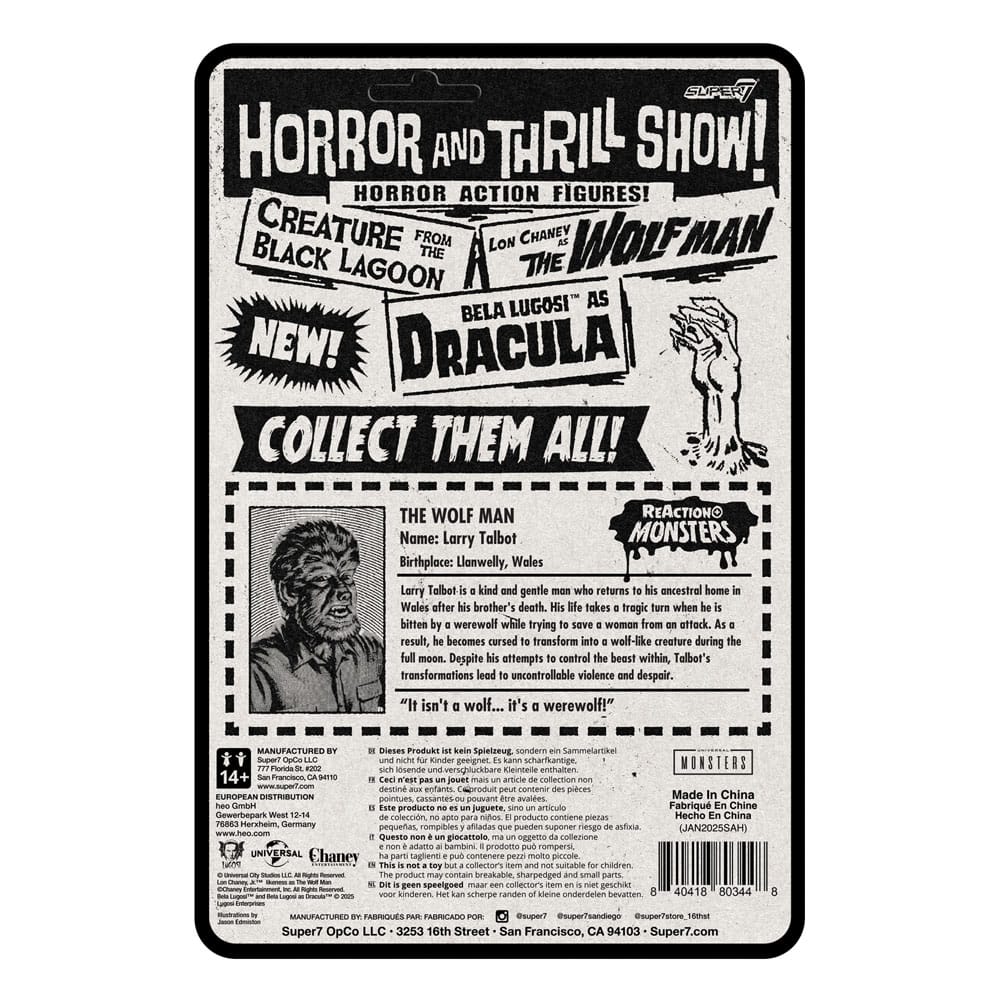 Universal Monsters ReAction+ Actionfigur Vågen 1 Vargmannen 10 cm Super7