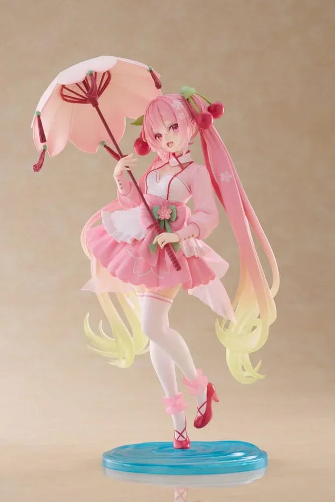 Hatsune Miku AMP PVC Figur Nytt Skriven Sakura Miku Sakura Klänning Ver. 21 cm Taito Prize