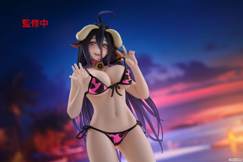 Overlord PVC Figur Desktop Cute Figure Albedo Cow-Print Swimsuit Ver. Renewal 13 cm Taito Prize