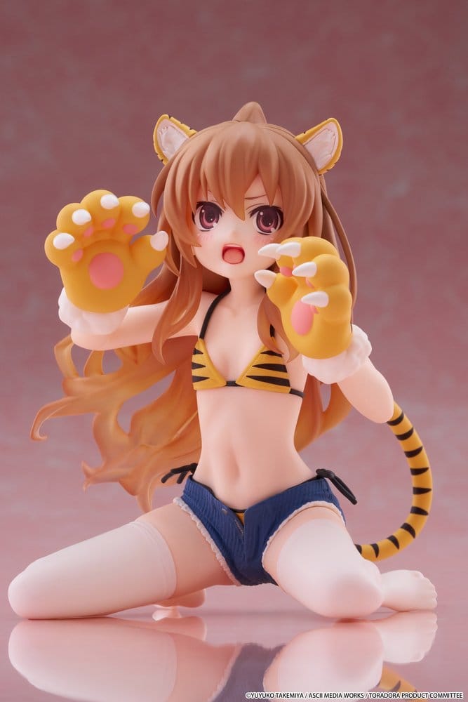 Toradora! Desktop Cute PVC-figur Taiga Aisaka (Tiger Costume Swimwear Ver.) 13 cm