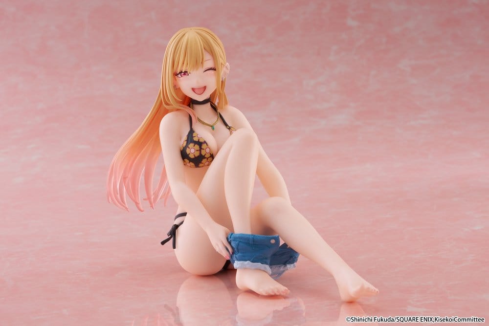 My Dress-Up Darling Desktop Cute PVC-figur Marin Kitagawa (Measured Swimsuit Ver.) Nyutgåva 13 cm
