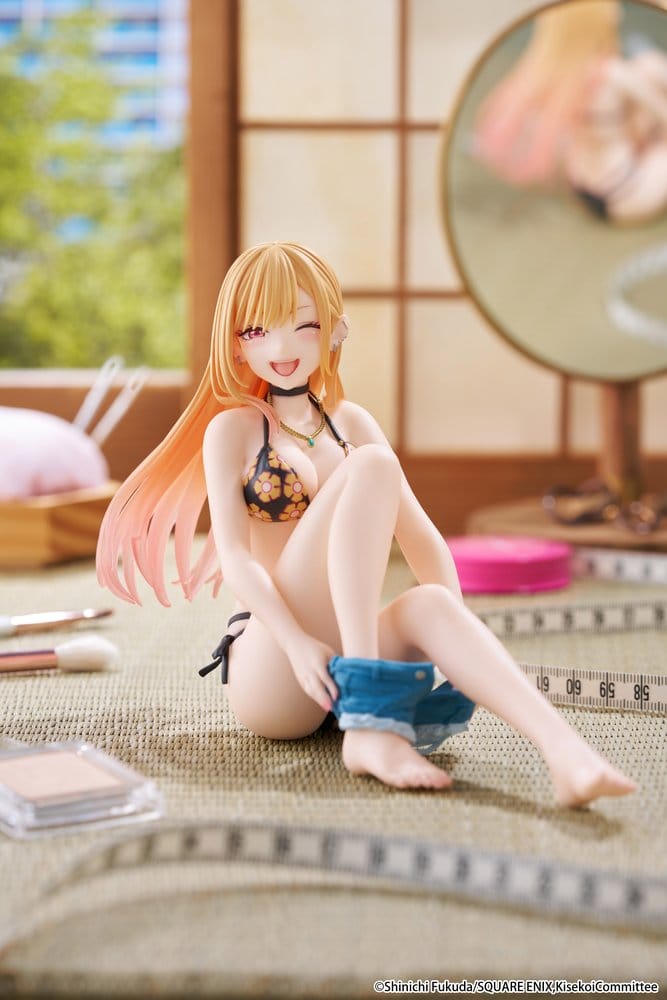 My Dress-Up Darling Desktop Cute PVC-figur Marin Kitagawa (Measured Swimsuit Ver.) Nyutgåva 13 cm
